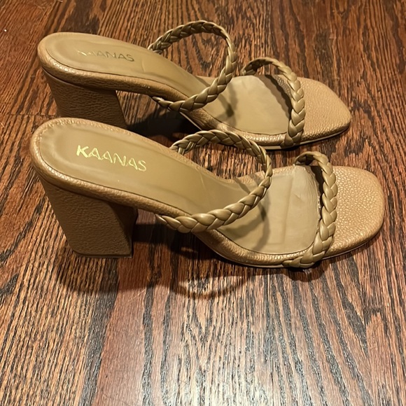 Kaanas Binjai double braid brown heeled sandals size 8 NEW WITHOUT BOX - Picture 3 of 6